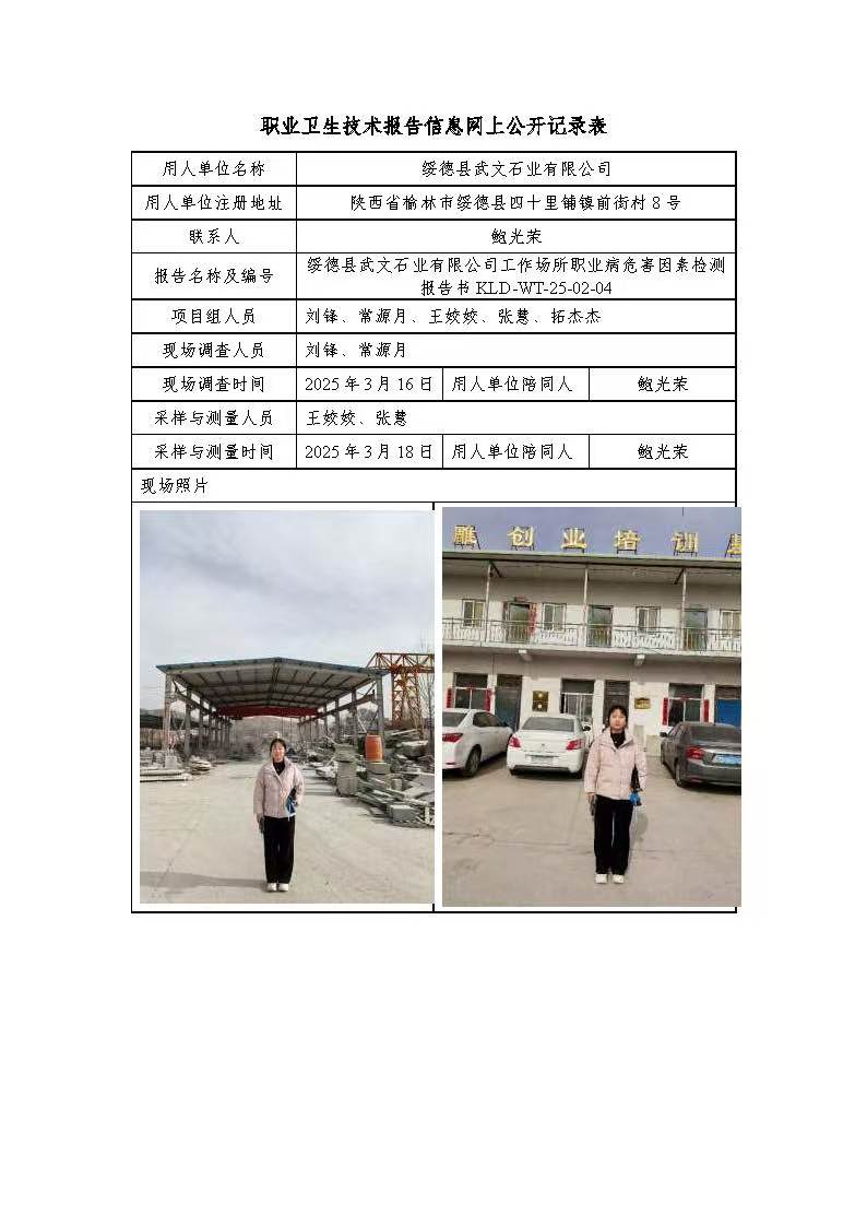 250204王姣姣-綏德縣武文石業(yè)有限公司工作場所職業(yè)病危害因素檢測